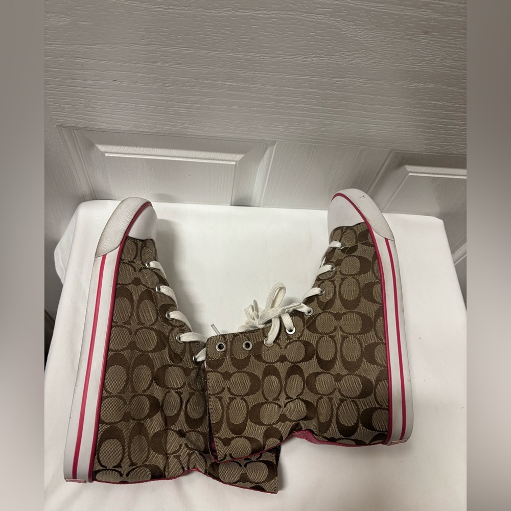 Coach Women Ankle Sneakers Signature Pattern Shoes Size 10 - Picture 5 of 16